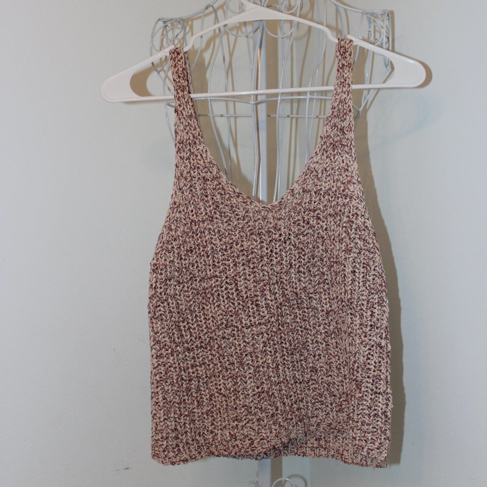 Moon & Madison - Cream Brown Sweater Tank Top